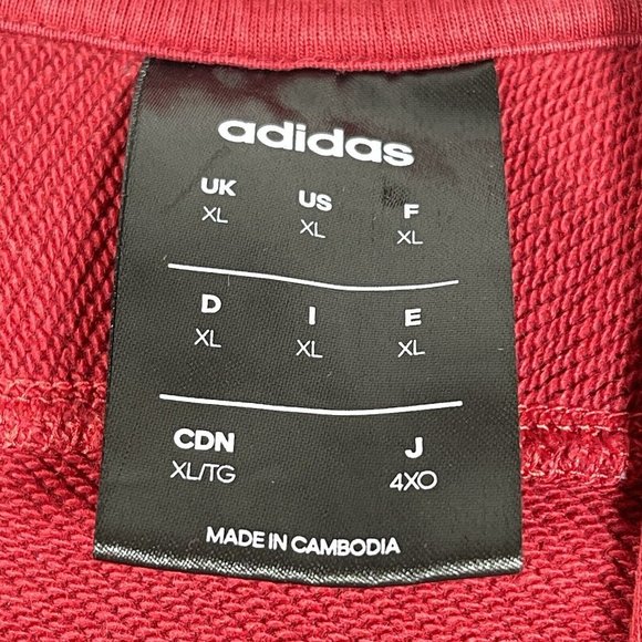 Adidas Mens Pullover Hoodie Sz XL Red‎ Spell Out Logo Pocket Long Sleeve Stretch - Picture 5 of 10